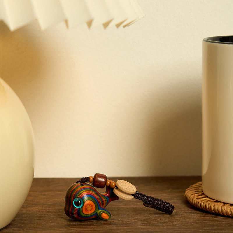 Buddha Stonesレインボーユーカリ イルカ 彫刻 ポジティブキーホルダー 携帯電話吊り下げ装飾 - image 6