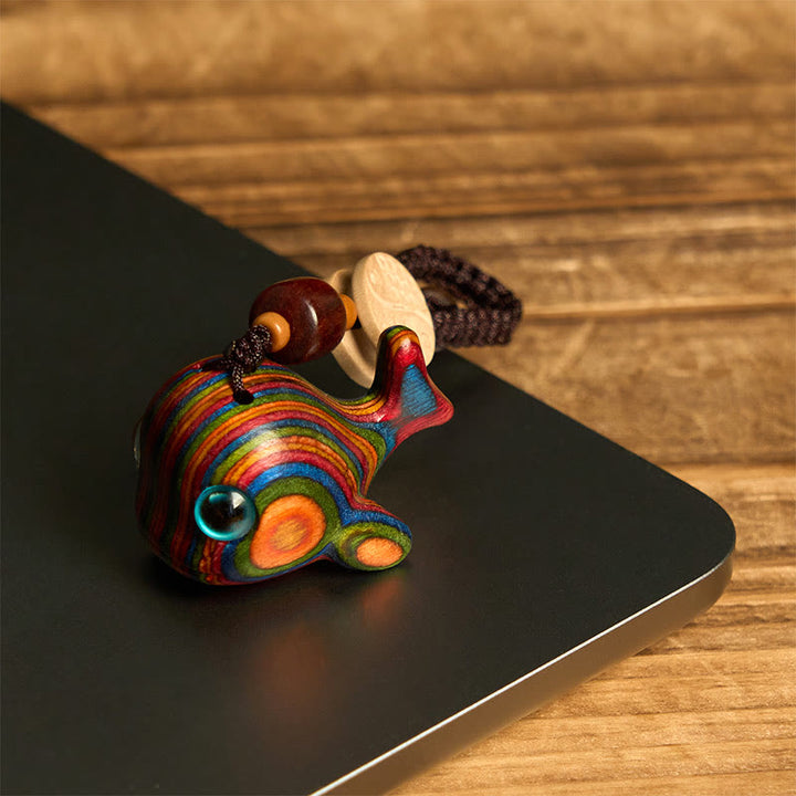 Buddha Stonesレインボーユーカリ イルカ 彫刻 ポジティブキーホルダー 携帯電話吊り下げ装飾 - image 9