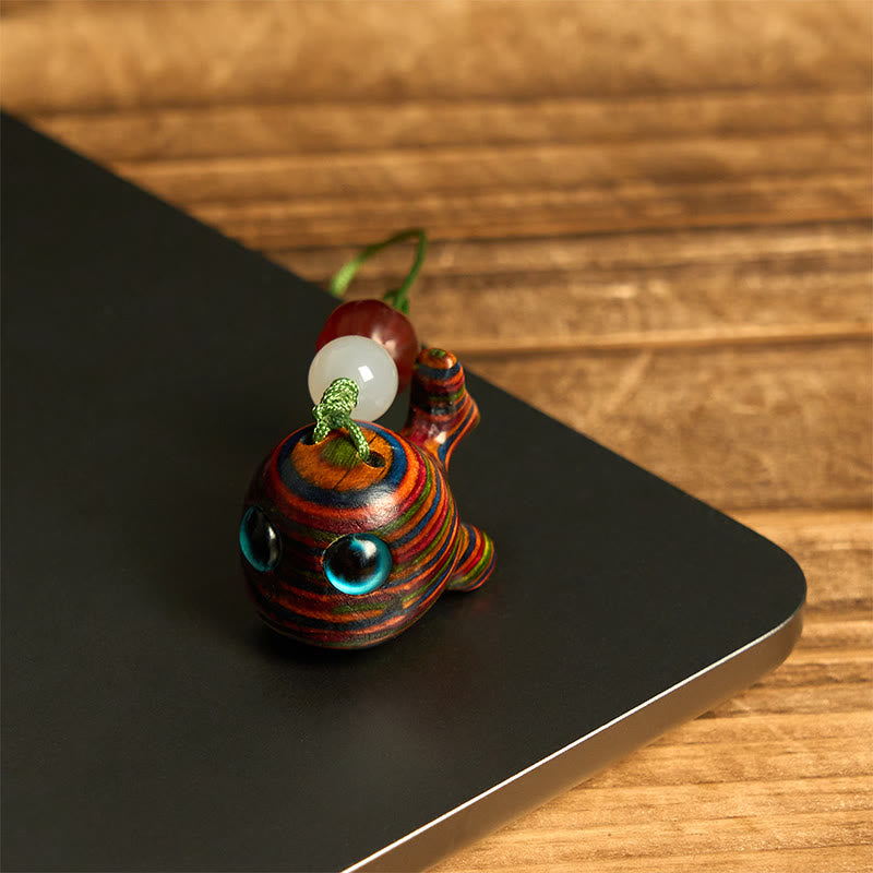 Buddha Stonesレインボーユーカリ イルカ 彫刻 ポジティブキーホルダー 携帯電話吊り下げ装飾 - image 14
