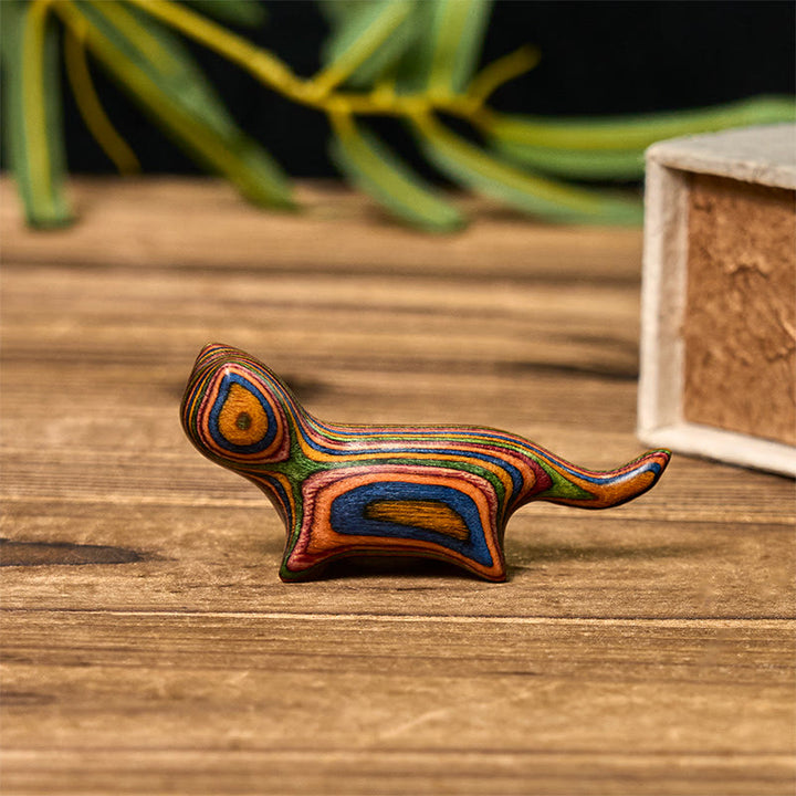 Buddha Stonesミニレインボーユーカリウォーキングキャット彫刻ストレス軽減装飾 - image 4