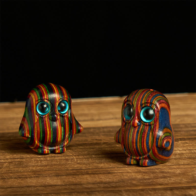 Buddha Stones2個 ミニ レインボー ユーカリ ペンギン 彫刻 創造性 装飾 - image 1