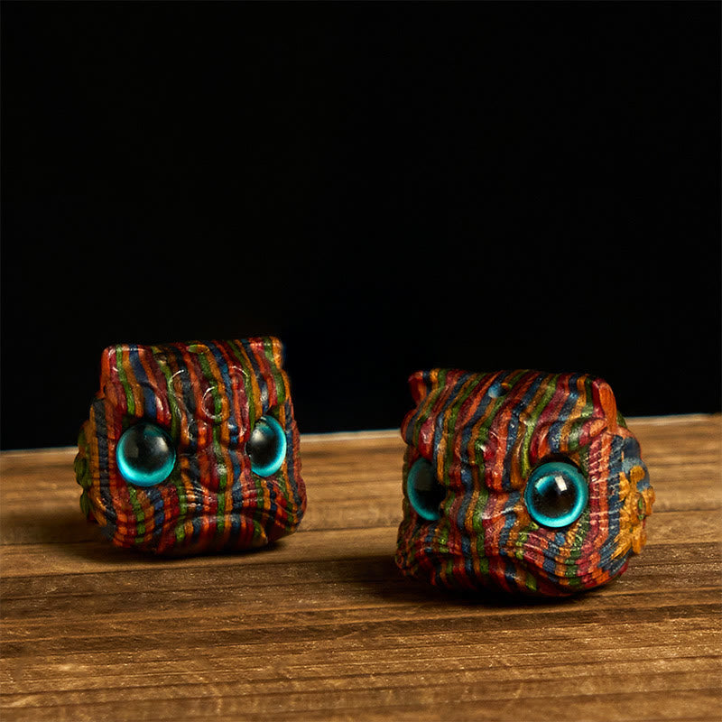 Buddha Stones2個 ミニ レインボー ユーカリ ダンシングライオン 彫刻 バランス装飾 - ダンシングライオン 20×21mm 2個 - image 0
