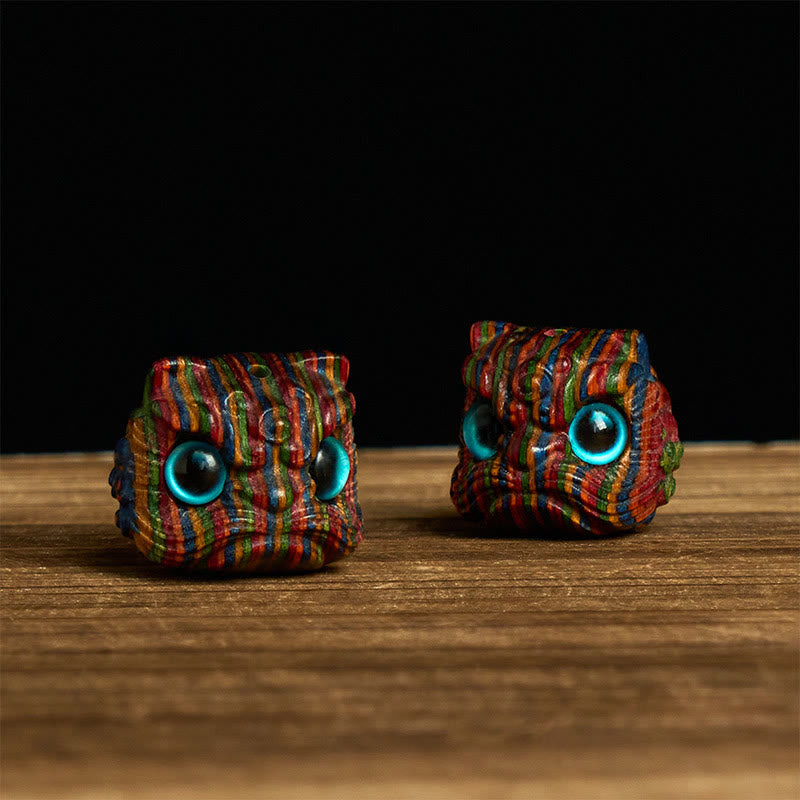 Buddha Stones2個 ミニ レインボー ユーカリ ダンシングライオン 彫刻 バランス装飾 - image 1