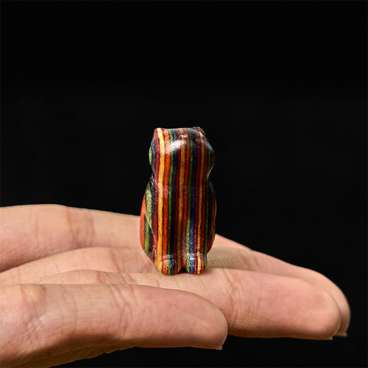 Buddha Stones2個 ミニレインボーユーカリ 座る猫の彫刻 ストレス軽減装飾 - image 6