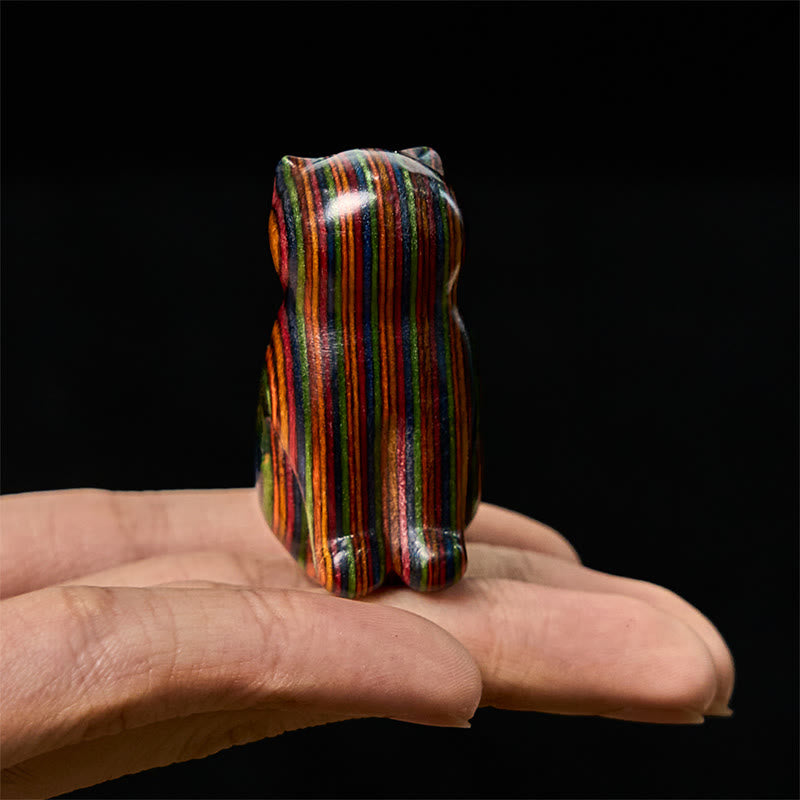 Buddha Stones2個 ミニレインボーユーカリ 座る猫の彫刻 ストレス軽減装飾 - image 7