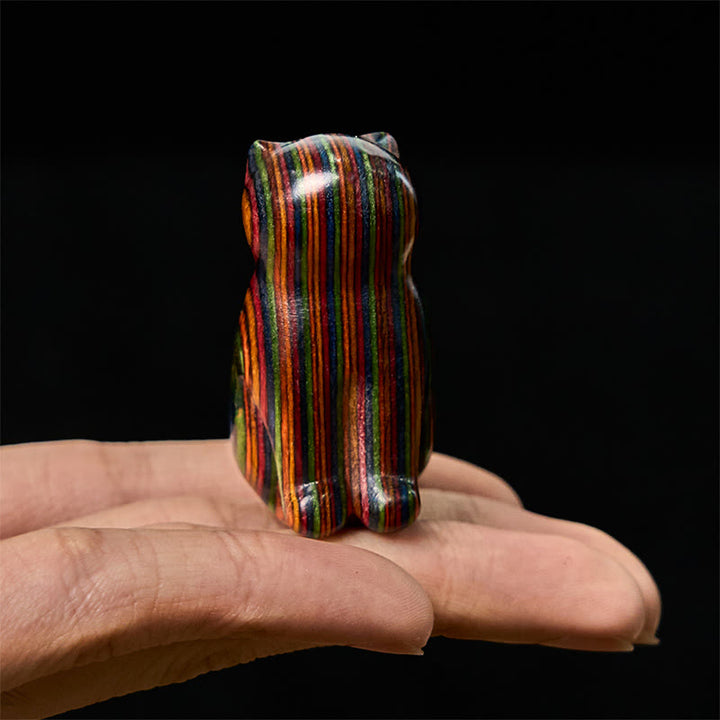 Buddha Stones2個 ミニレインボーユーカリ 座る猫の彫刻 ストレス軽減装飾 - image 7