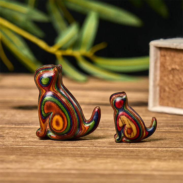 Buddha Stones2個 ミニレインボーユーカリ 座る猫の彫刻 ストレス軽減装飾 - image 2
