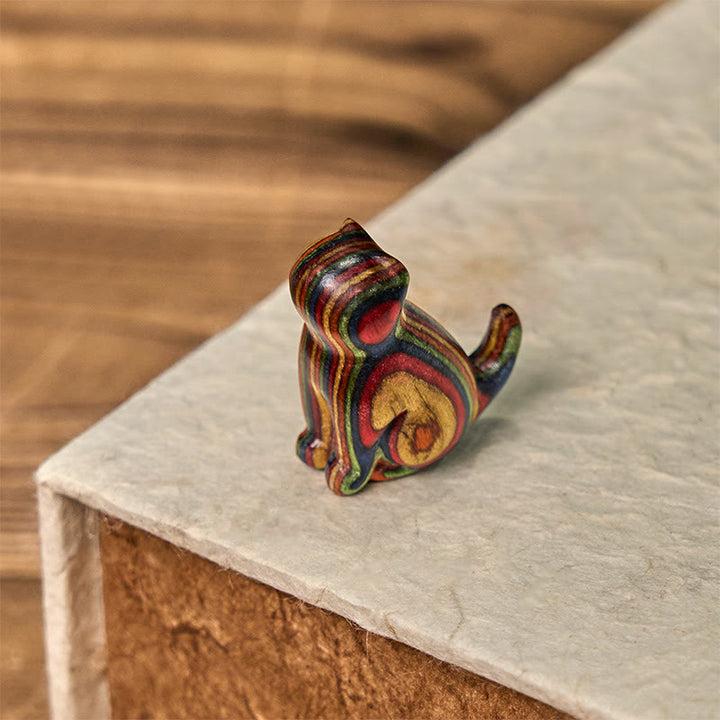 Buddha Stones2個 ミニレインボーユーカリ 座る猫の彫刻 ストレス軽減装飾 - image 13