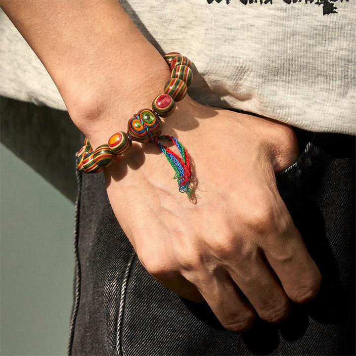 Buddha Stonesカラフルレインボー ユーカリひょうたん幸運を呼ぶブレスレット - image 4