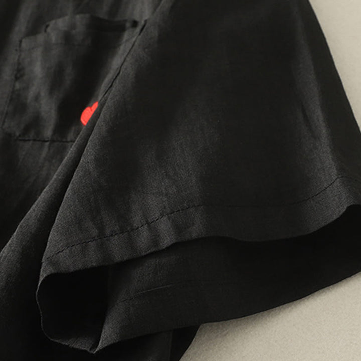 Buddha Stonesカジュアル刺繍 レッドハート 半袖 レディース コットンリネン Tシャツ - image 16
