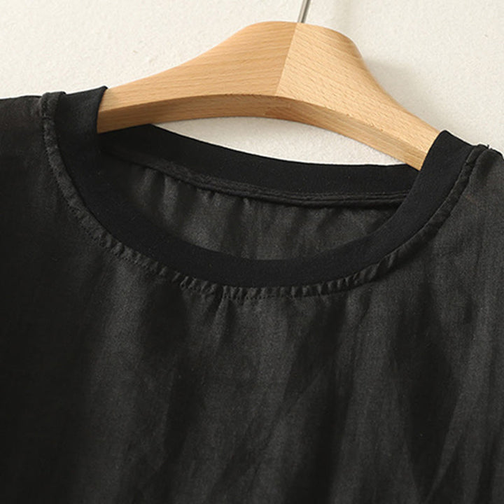 Buddha Stonesカジュアル刺繍 レッドハート 半袖 レディース コットンリネン Tシャツ - image 14