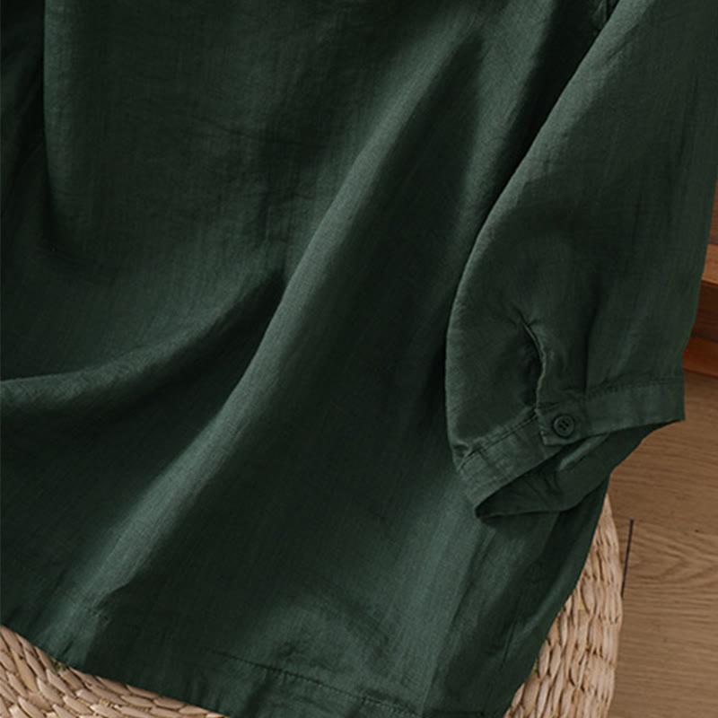 Buddha Stonesデイリー 七分袖 コットンリネン レディース ポケット付きシャツ - image 27