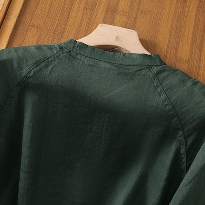 Buddha Stonesデイリー 七分袖 コットンリネン レディース ポケット付きシャツ - image 23
