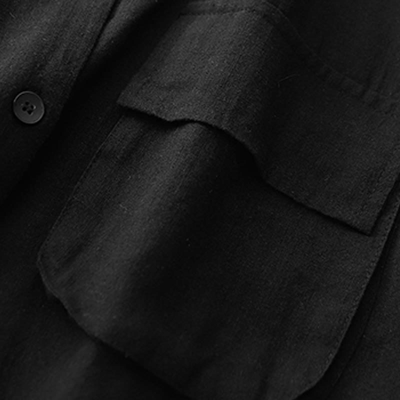 Buddha Stonesダブルブレストデザイン 長袖 レディース コットンリネン ジャケット ポケット付き - image 13