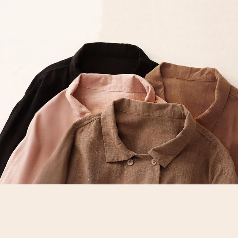 Buddha Stonesダブルブレストデザイン 長袖 レディース コットンリネン ジャケット ポケット付き - image 23