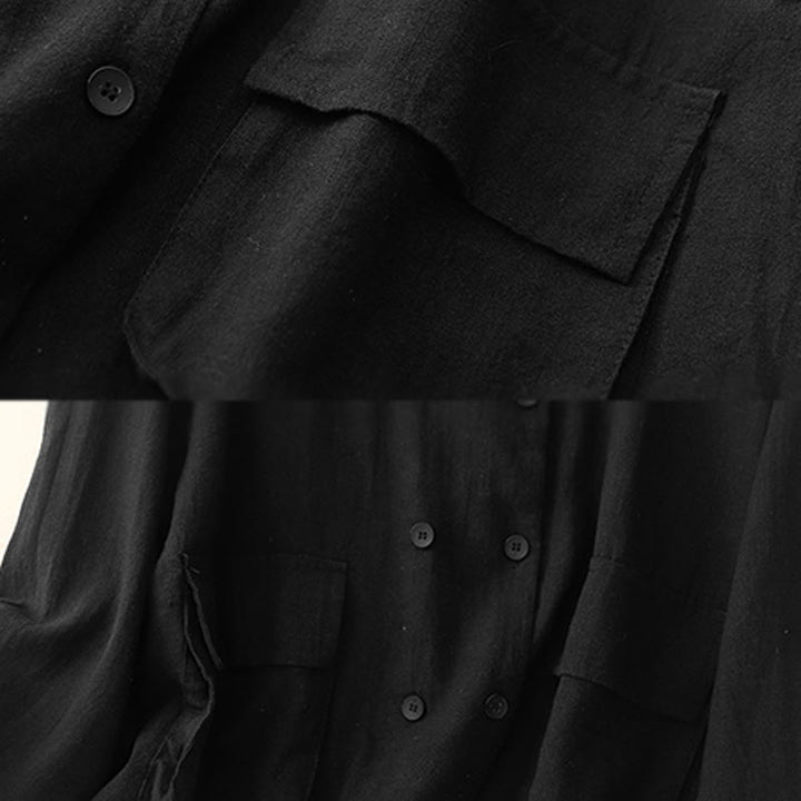 Buddha Stonesダブルブレストデザイン 長袖 レディース コットンリネン ジャケット ポケット付き - image 16