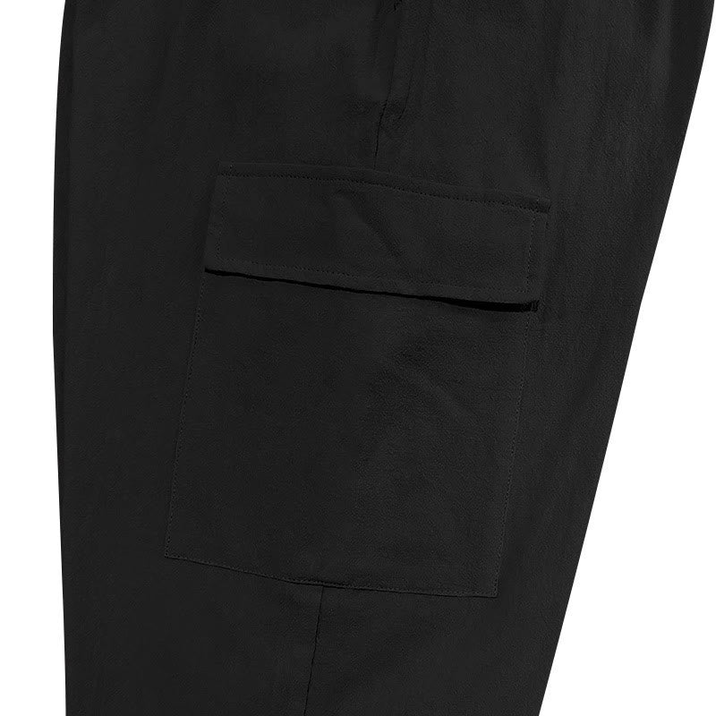 Buddha Stones無地リネン ドローストリング メンズ カーゴパンツ ポケット付き - image 7
