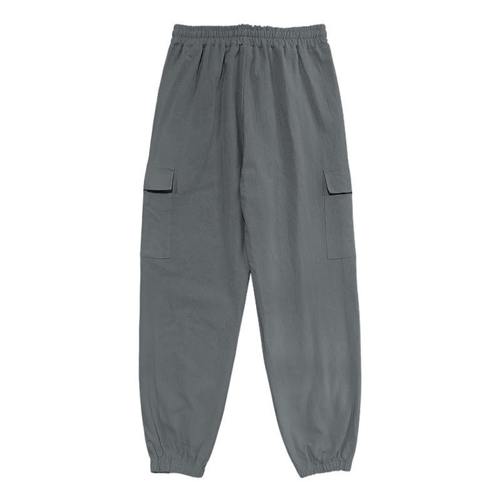 Buddha Stones無地リネン ドローストリング メンズ カーゴパンツ ポケット付き - image 17