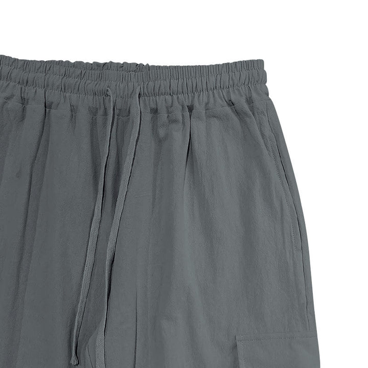 Buddha Stones無地リネン ドローストリング メンズ カーゴパンツ ポケット付き - image 17