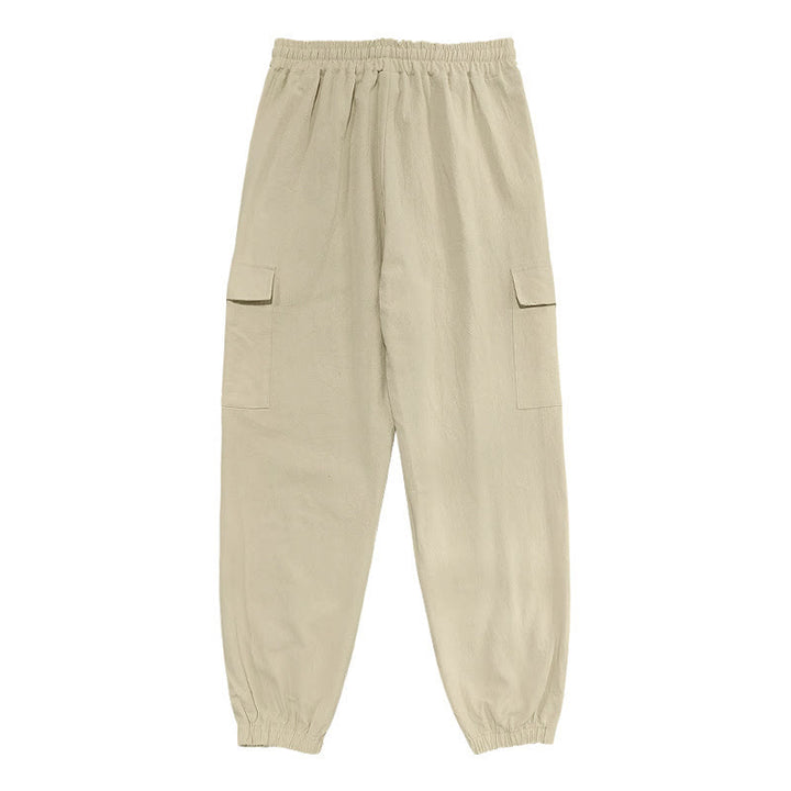 Buddha Stones無地リネン ドローストリング メンズ カーゴパンツ ポケット付き - image 24
