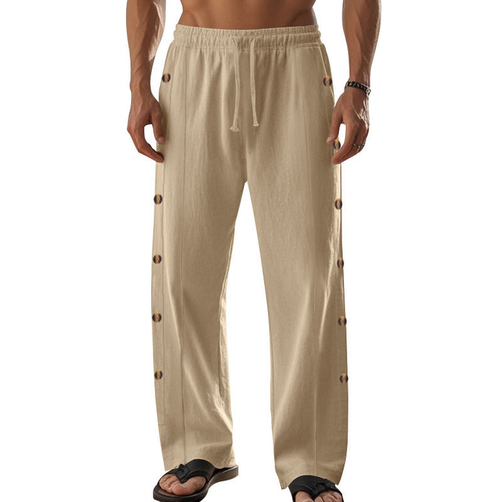 Buddha Stones無地 サイドボタン メンズ コットンパンツ ポケット付き - image 10
