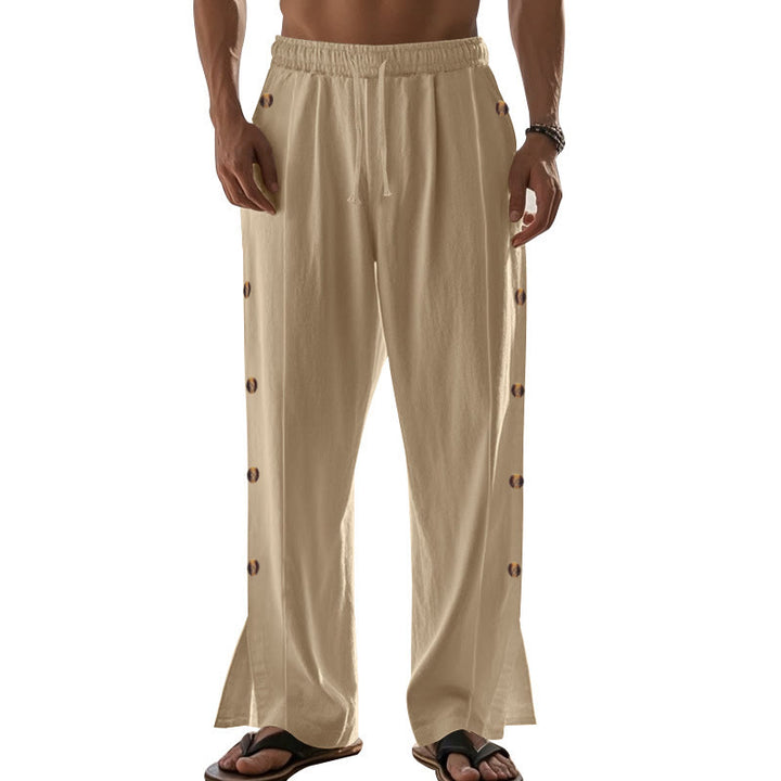 Buddha Stones無地 サイドボタン メンズ コットンパンツ ポケット付き - image 9