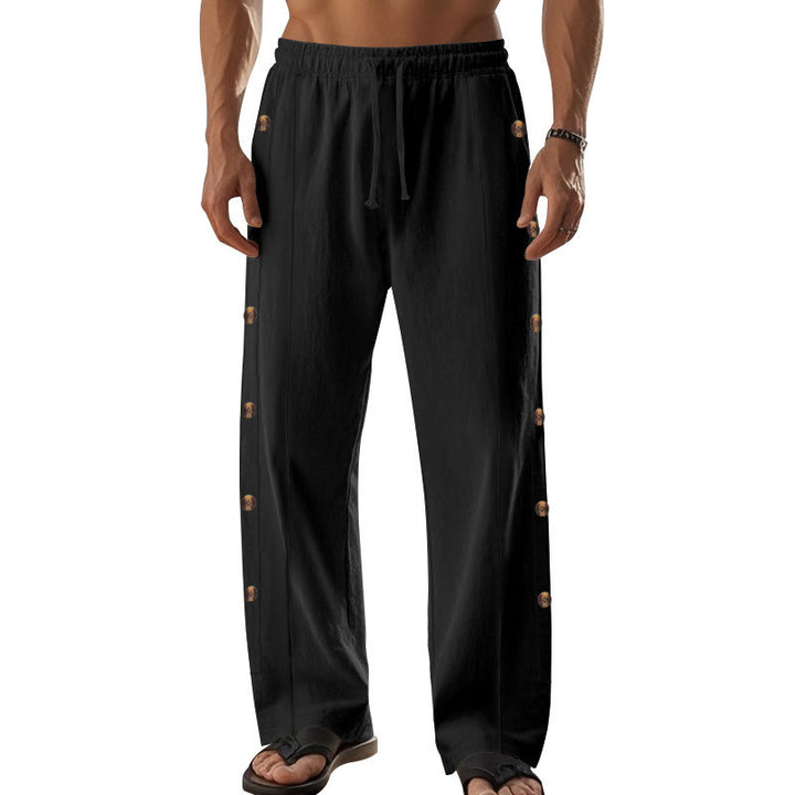 Buddha Stones無地 サイドボタン メンズ コットンパンツ ポケット付き - image 17