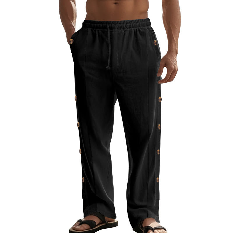 Buddha Stones無地 サイドボタン メンズ コットンパンツ ポケット付き - image 19