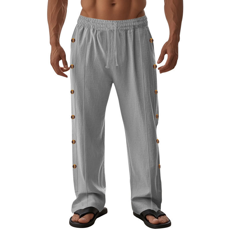 Buddha Stones無地 サイドボタン メンズ コットンパンツ ポケット付き - image 42
