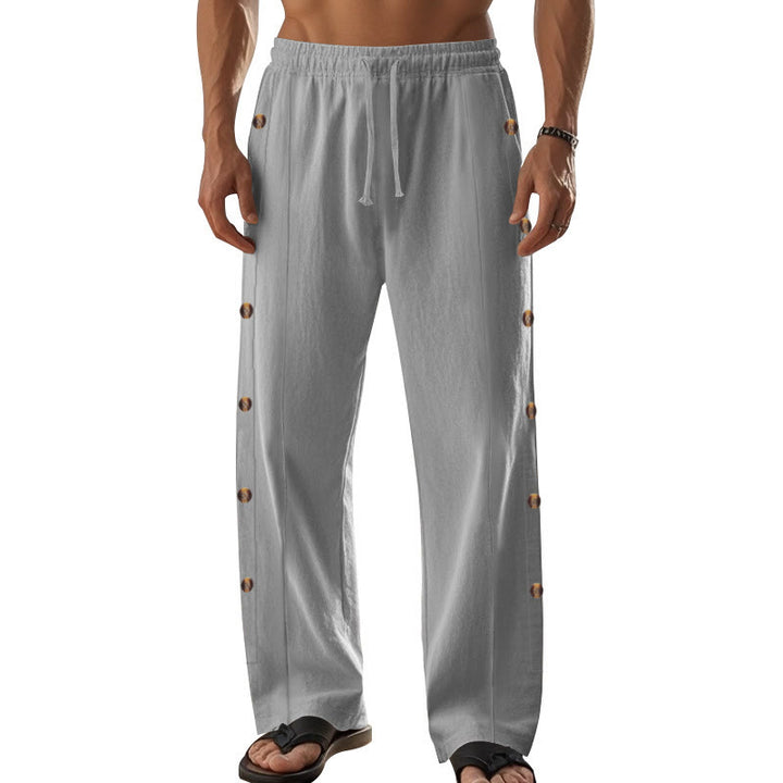 Buddha Stones無地 サイドボタン メンズ コットンパンツ ポケット付き - image 43