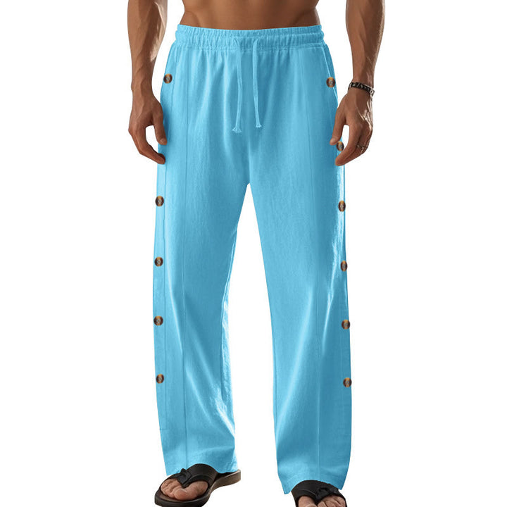 Buddha Stones無地 サイドボタン メンズ コットンパンツ ポケット付き - image 45
