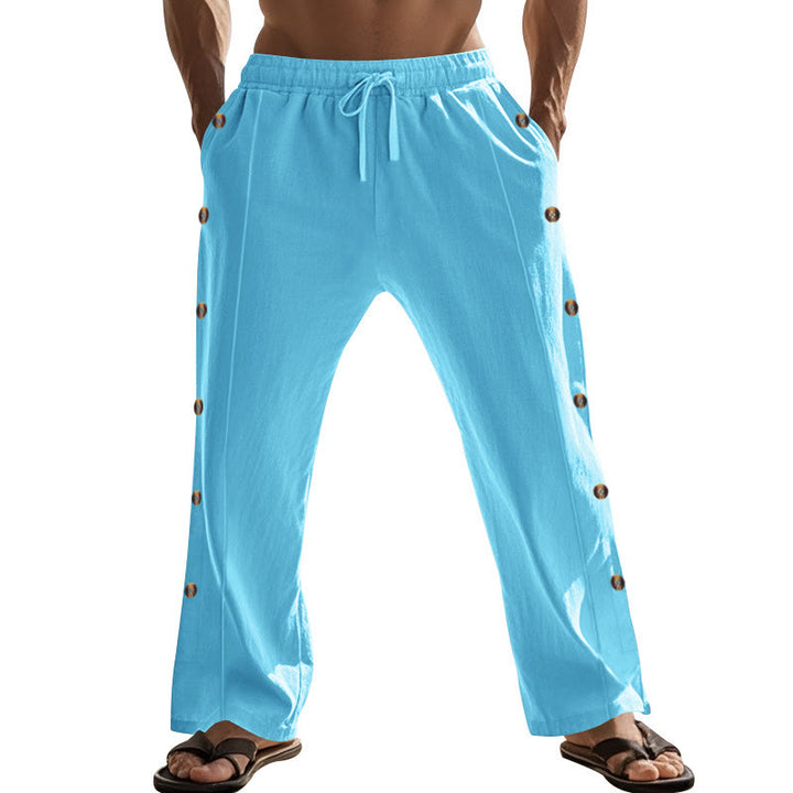 Buddha Stones無地 サイドボタン メンズ コットンパンツ ポケット付き - image 60