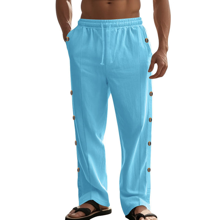 Buddha Stones無地 サイドボタン メンズ コットンパンツ ポケット付き - image 56