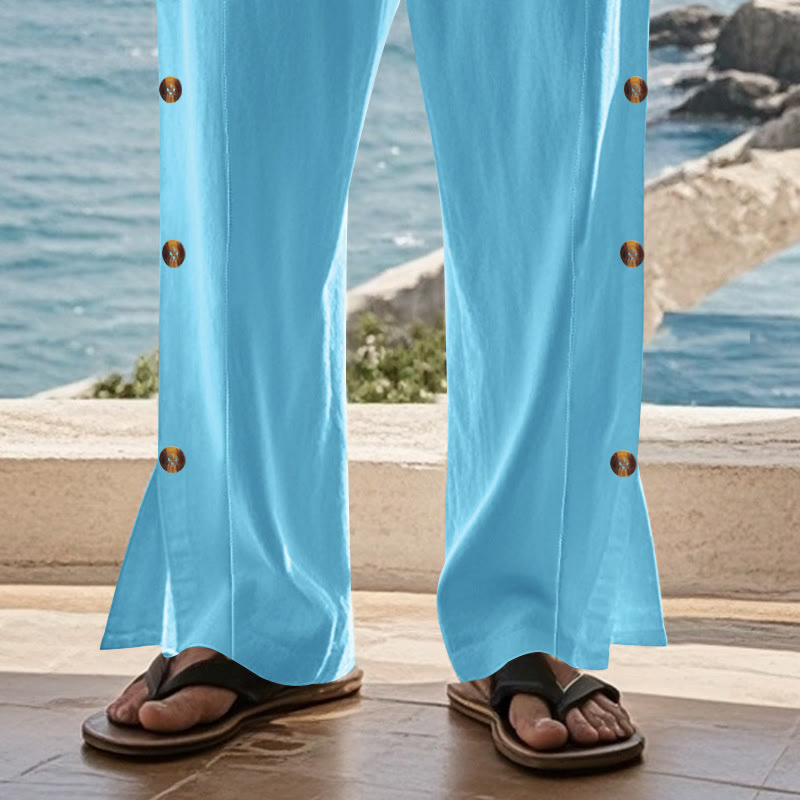 Buddha Stones無地 サイドボタン メンズ コットンパンツ ポケット付き - image 53