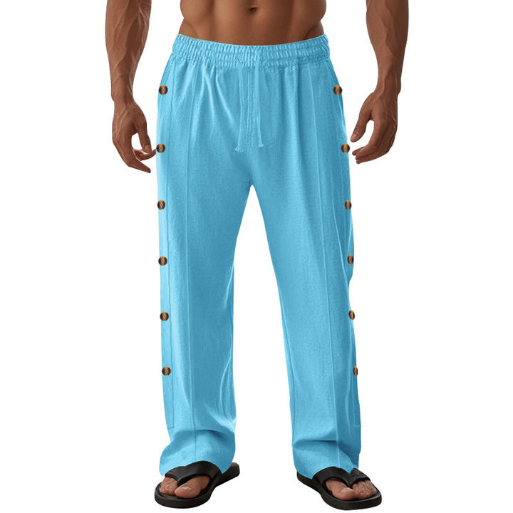 Buddha Stones無地 サイドボタン メンズ コットンパンツ ポケット付き - image 59