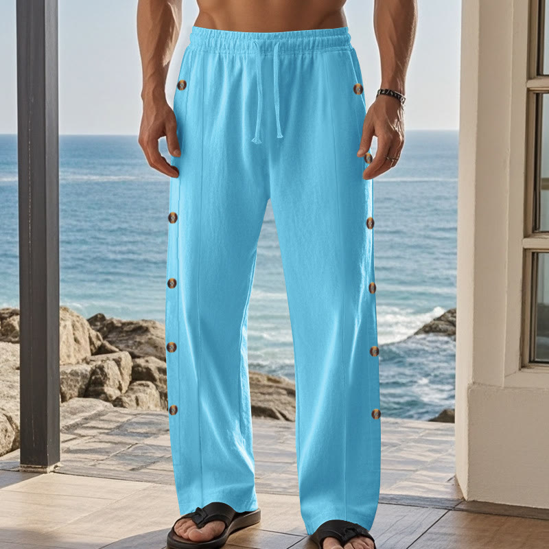 Buddha Stones無地 サイドボタン メンズ コットンパンツ ポケット付き - image 46