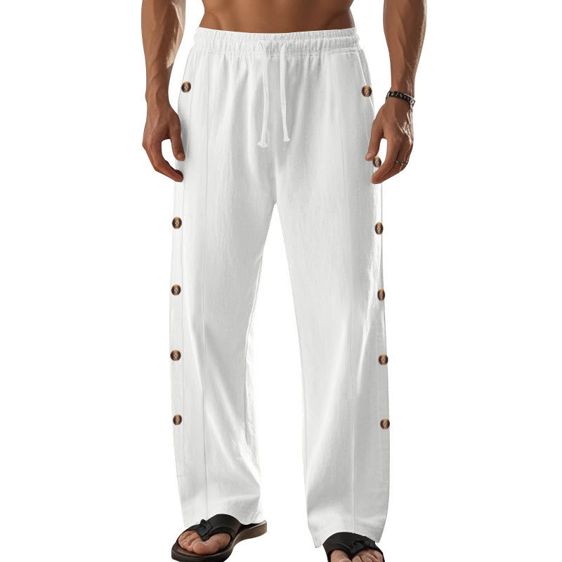 Buddha Stones無地 サイドボタン メンズ コットンパンツ ポケット付き - image 67