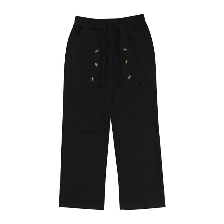 Buddha Stonesカジュアル 無地 ボタン メンズ コットンパンツ ポケット付き - image 10