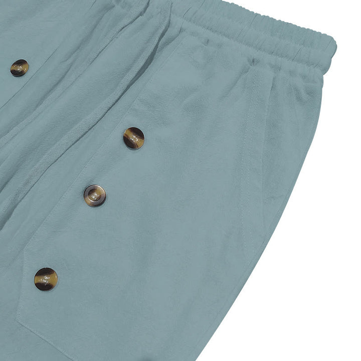 Buddha Stonesカジュアル 無地 ボタン メンズ コットンパンツ ポケット付き - image 12