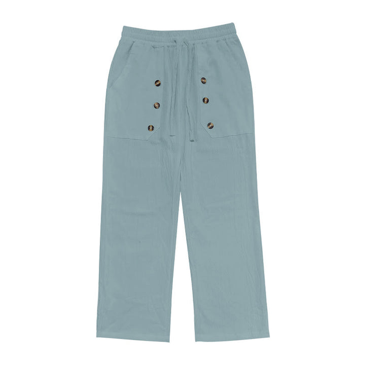 Buddha Stonesカジュアル 無地 ボタン メンズ コットンパンツ ポケット付き - image 18