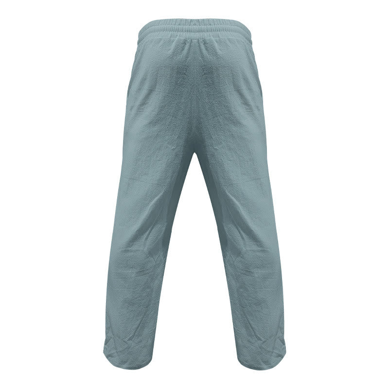 Buddha Stonesカジュアル 無地 ボタン メンズ コットンパンツ ポケット付き - image 11