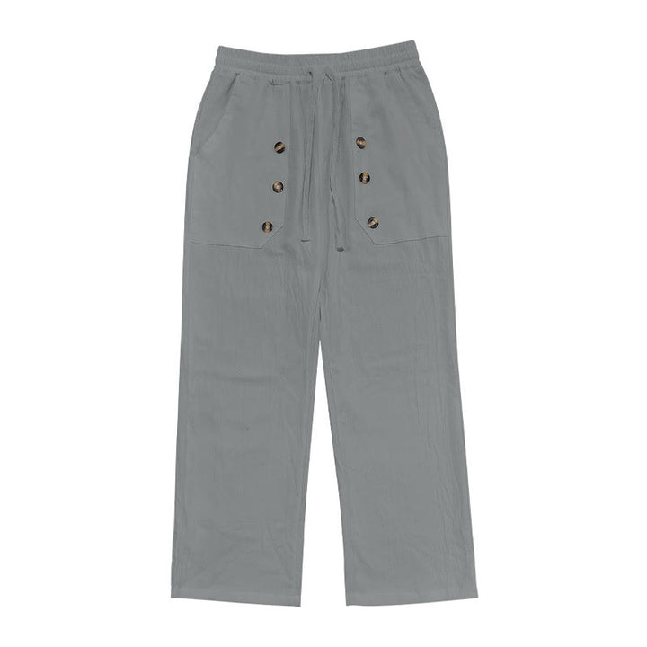 Buddha Stonesカジュアル 無地 ボタン メンズ コットンパンツ ポケット付き - image 26