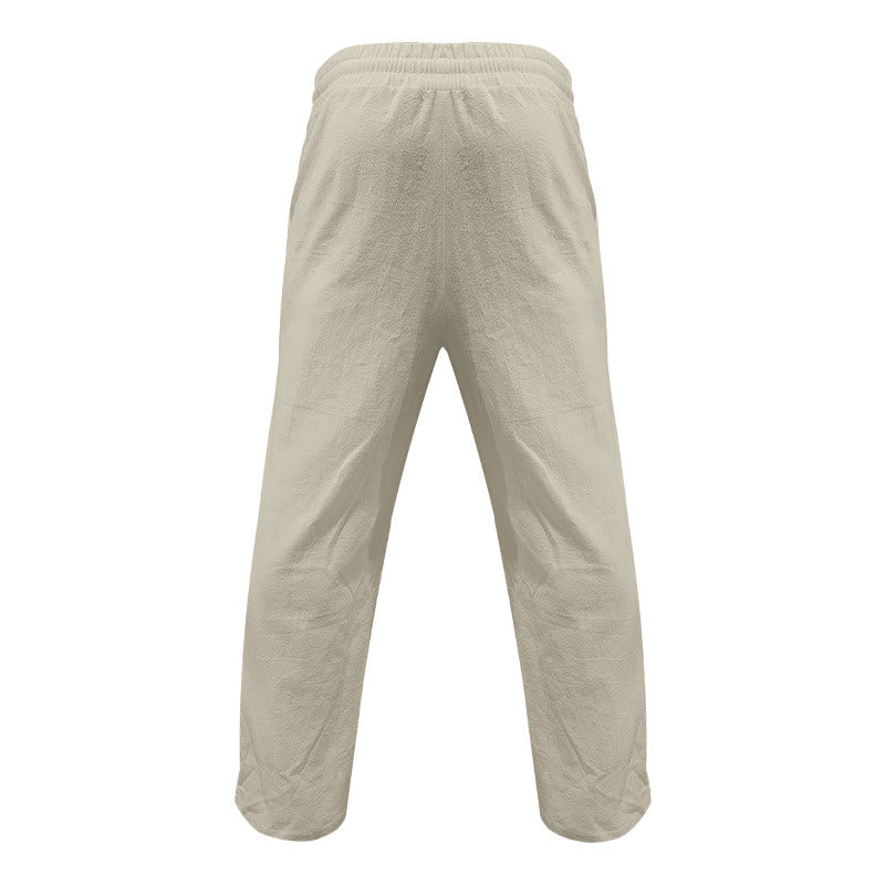 Buddha Stonesカジュアル 無地 ボタン メンズ コットンパンツ ポケット付き - image 19