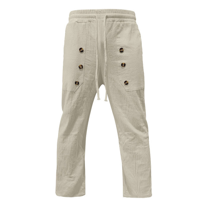 Buddha Stonesカジュアル 無地 ボタン メンズ コットンパンツ ポケット付き - image 38