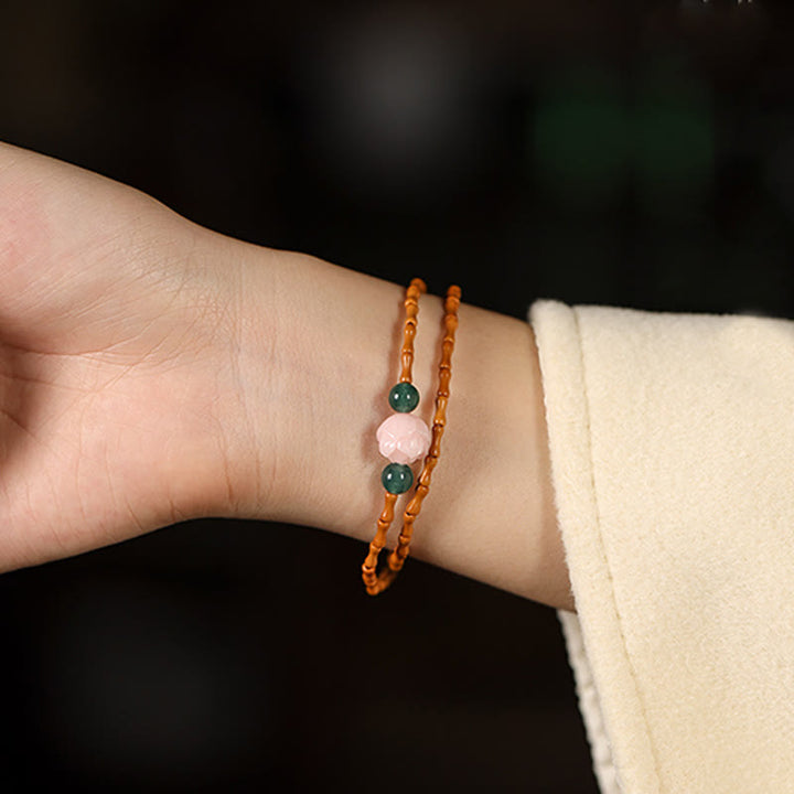 Buddha Stones 極細オリーブピットロータスインナーストレングスダブルサークルブレスレット - image 7