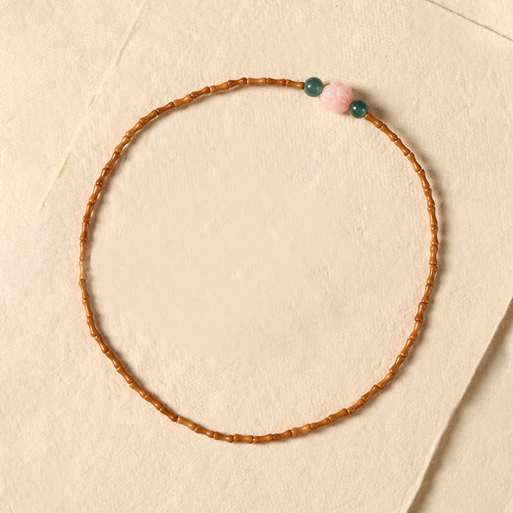 Buddha Stones 極細オリーブピットロータスインナーストレングスダブルサークルブレスレット - image 3