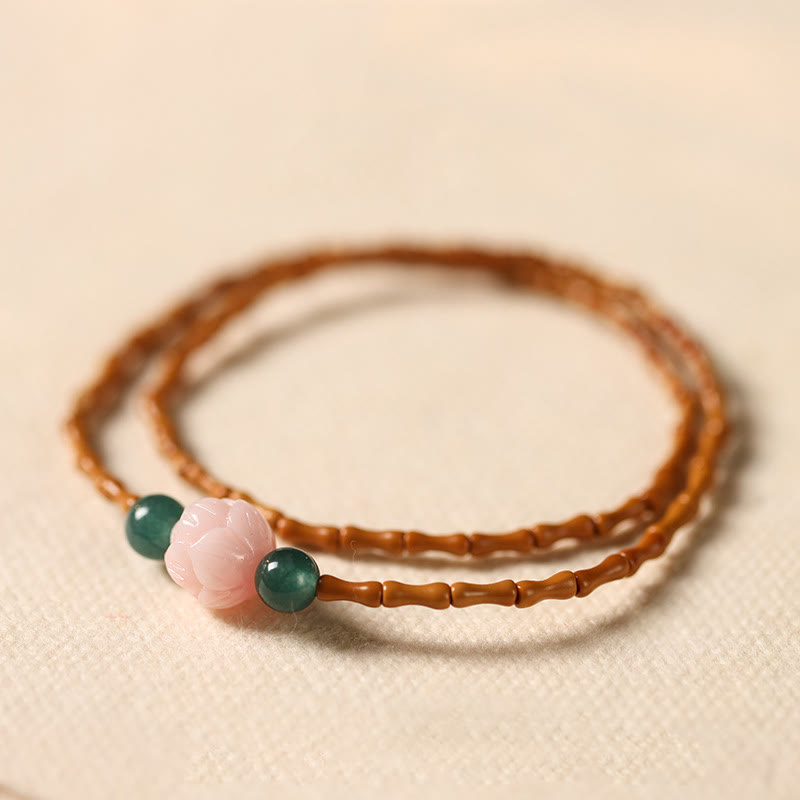 Buddha Stones 極細オリーブピットロータスインナーストレングスダブルサークルブレスレット - オリーブピット（手首周り：14～15cm） - image 0