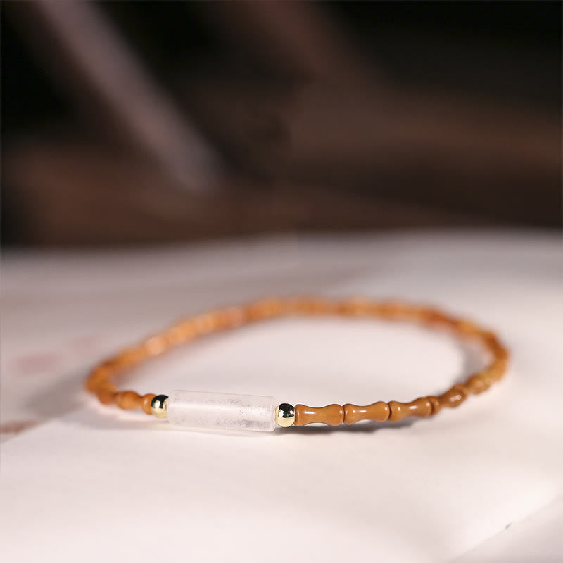 Buddha Stones極細オリーブピットピースブレスレット - オリーブピット＆ホワイトクリスタル（手首周り：14～16cm） - image 19