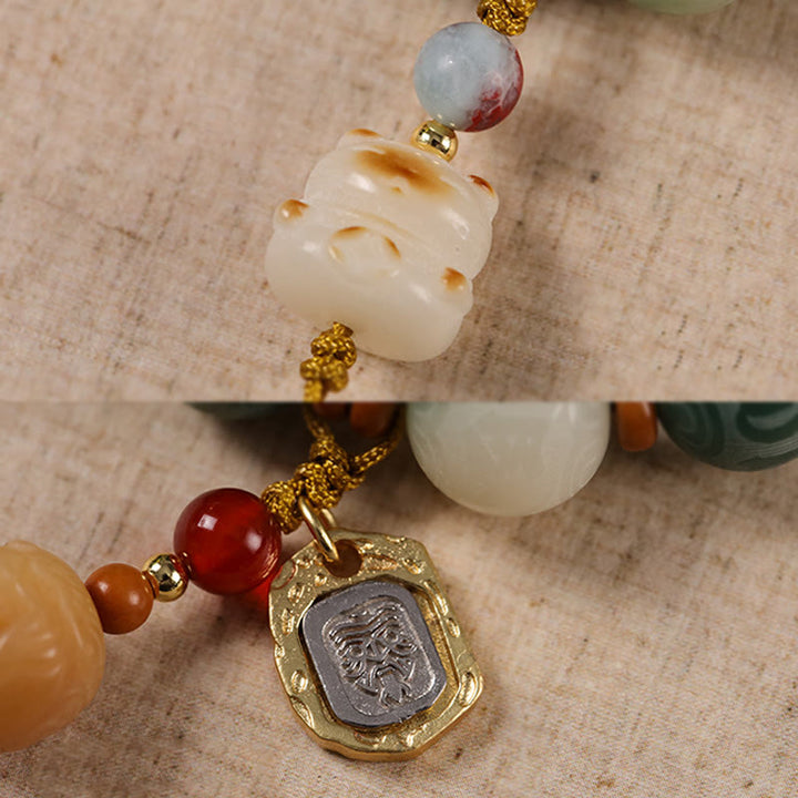 Buddha Stonesグラデーション菩提樹種オーム・マニ・パドメ・フム彫刻ザキラム平和ブレスレット - image 15