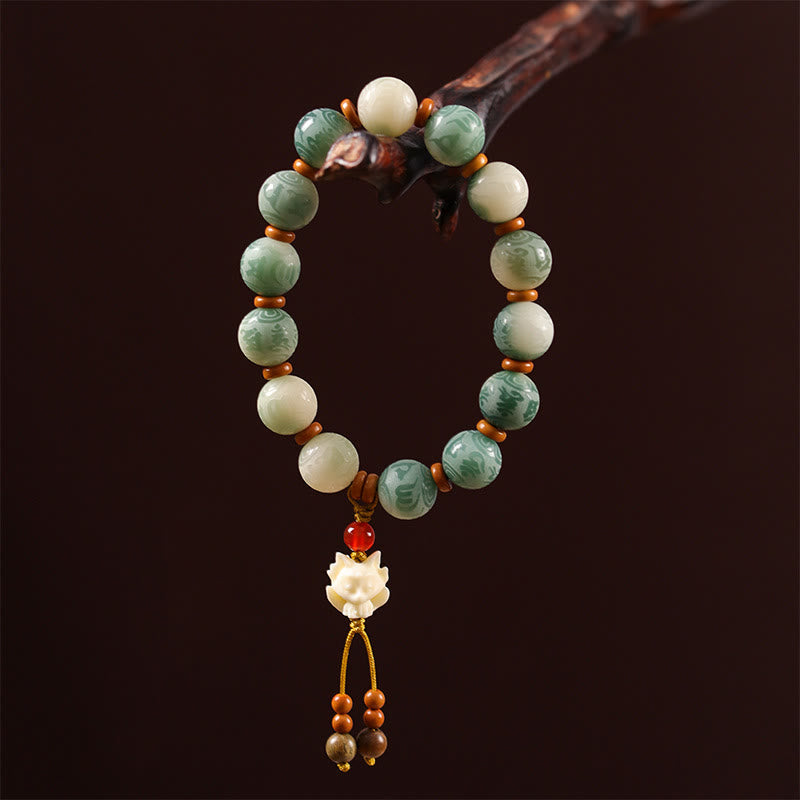 Buddha Stonesグラデーション菩提樹種オーム・マニ・パドメ・フム彫刻ザキラム平和ブレスレット - image 12